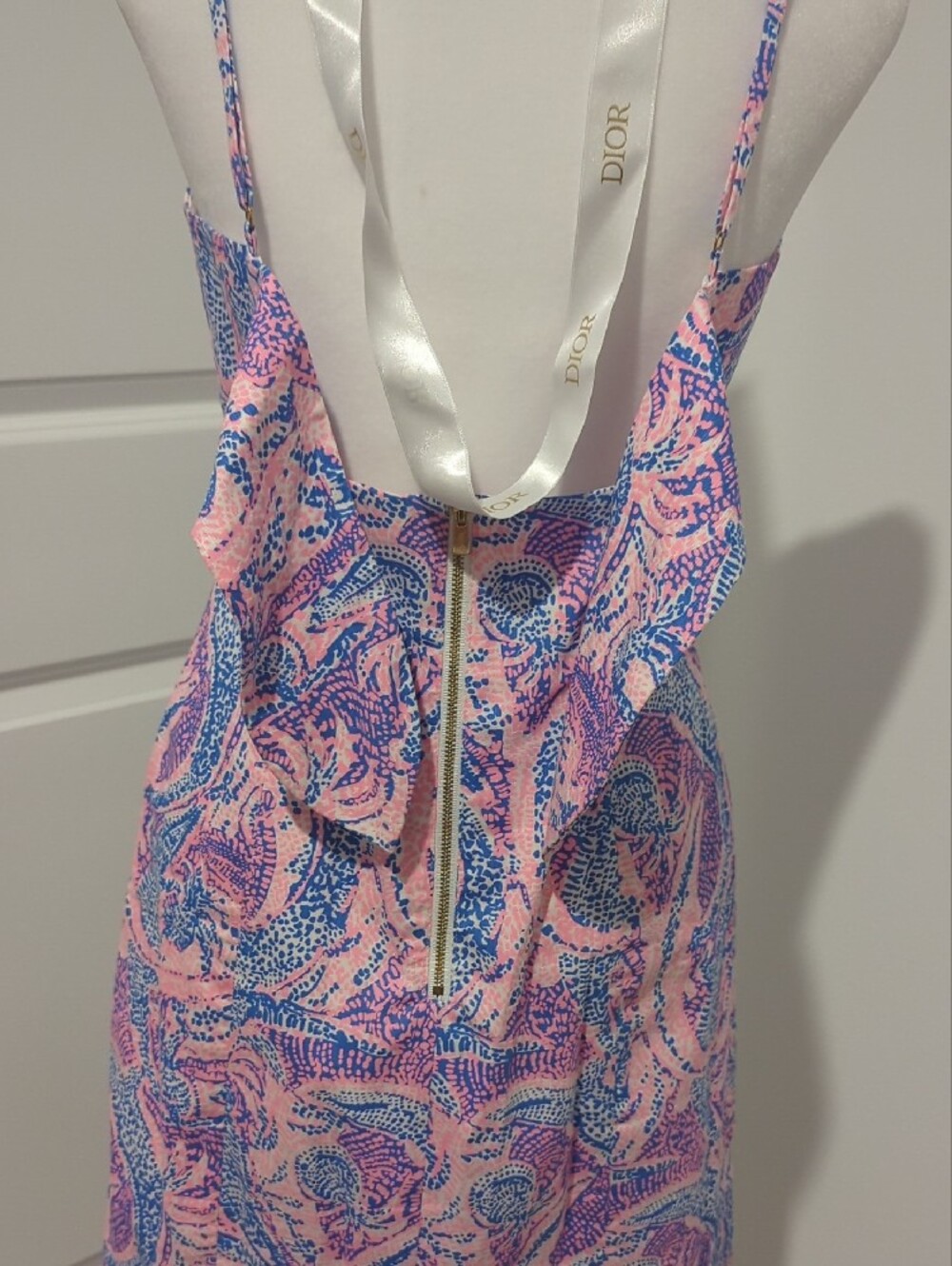 Pink & Blue Paisley Spaghetti Strap Mini Dress - Picture 5 of 9